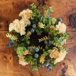 Peach Blossom Blueberry Candle Wreath, Cabinet Door, Pantry Door, Kitchen Decor